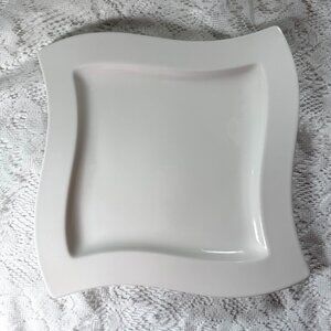 VILLEROY & BOCH “New Wave Caffe” Square Dinner Plate - All White, Rim, Porcelain